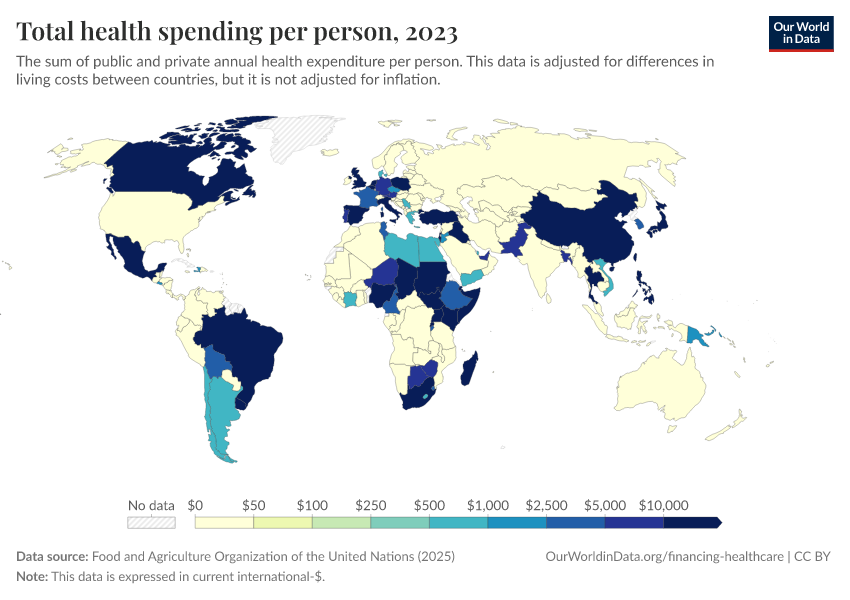 A thumbnail of the "Total health spending per person" chart