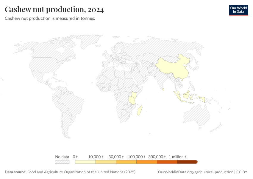 A thumbnail of the "Cashew nut production" chart