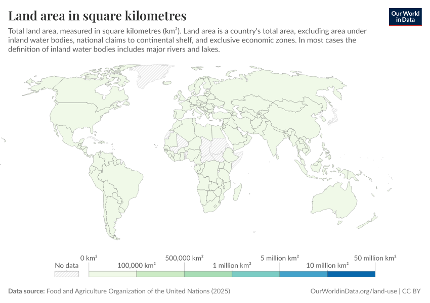 A thumbnail of the "Land area in square kilometres" chart