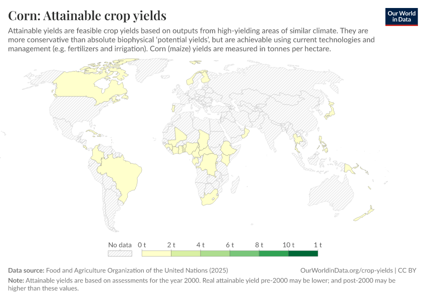 A thumbnail of the "Corn: Attainable crop yields" chart