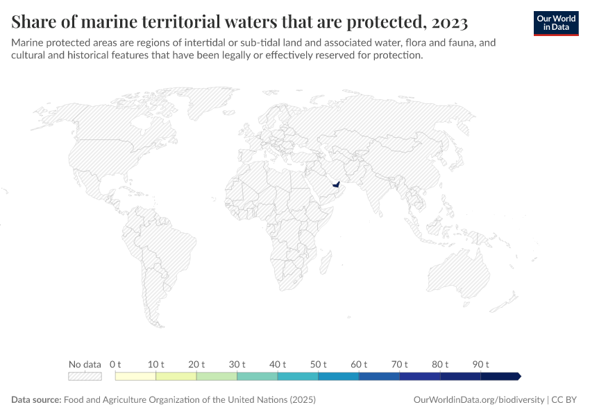 A thumbnail of the "Share of marine territorial waters that are protected" chart