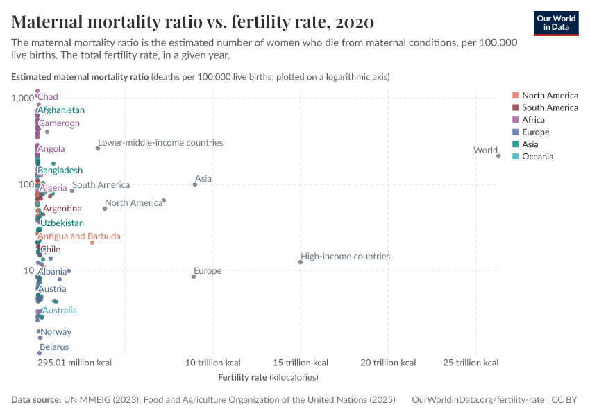 A thumbnail of the "Maternal mortality ratio vs. fertility rate" chart