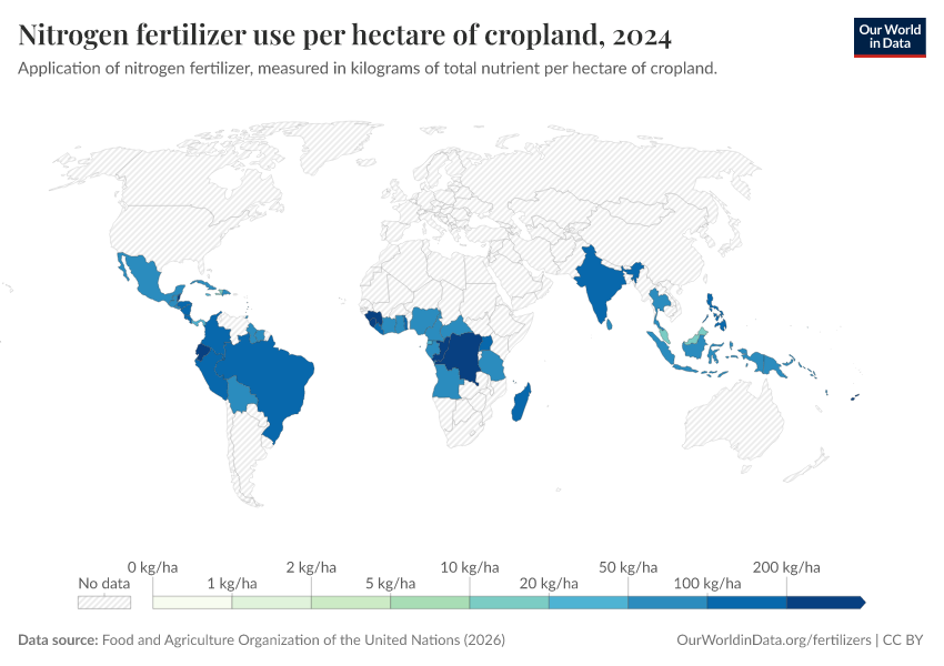 A thumbnail of the "Nitrogen fertilizer use per hectare of cropland" chart