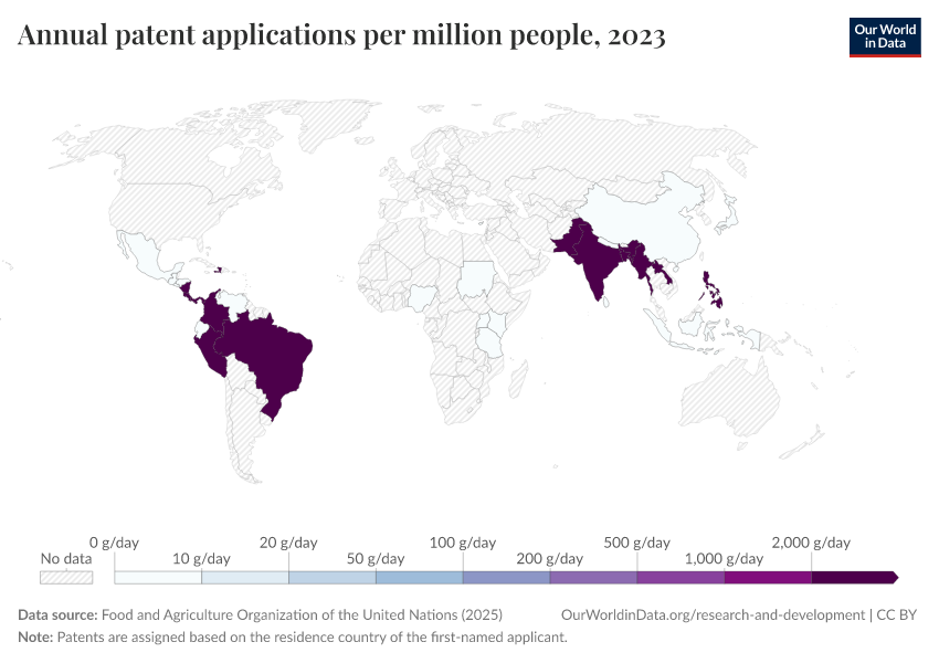 A thumbnail of the "Annual patent applications per million people" chart