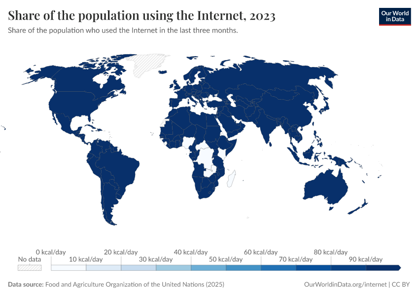 A thumbnail of the "Share of the population using the Internet" chart