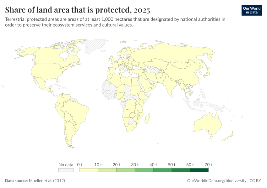 A thumbnail of the "Share of land area that is protected" chart