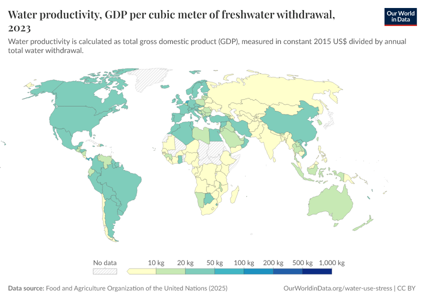 A thumbnail of the "Water productivity, GDP per cubic meter of freshwater withdrawal" chart